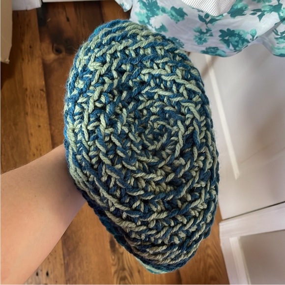 Handmade Basket Organization Green Blue Crochet Decor Hand Crafted Chunky Knit - Picture 10 of 17